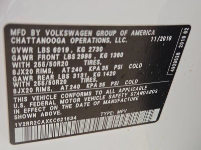 2019 Volkswagen Atlas 3.6L V6 SEL R-Line