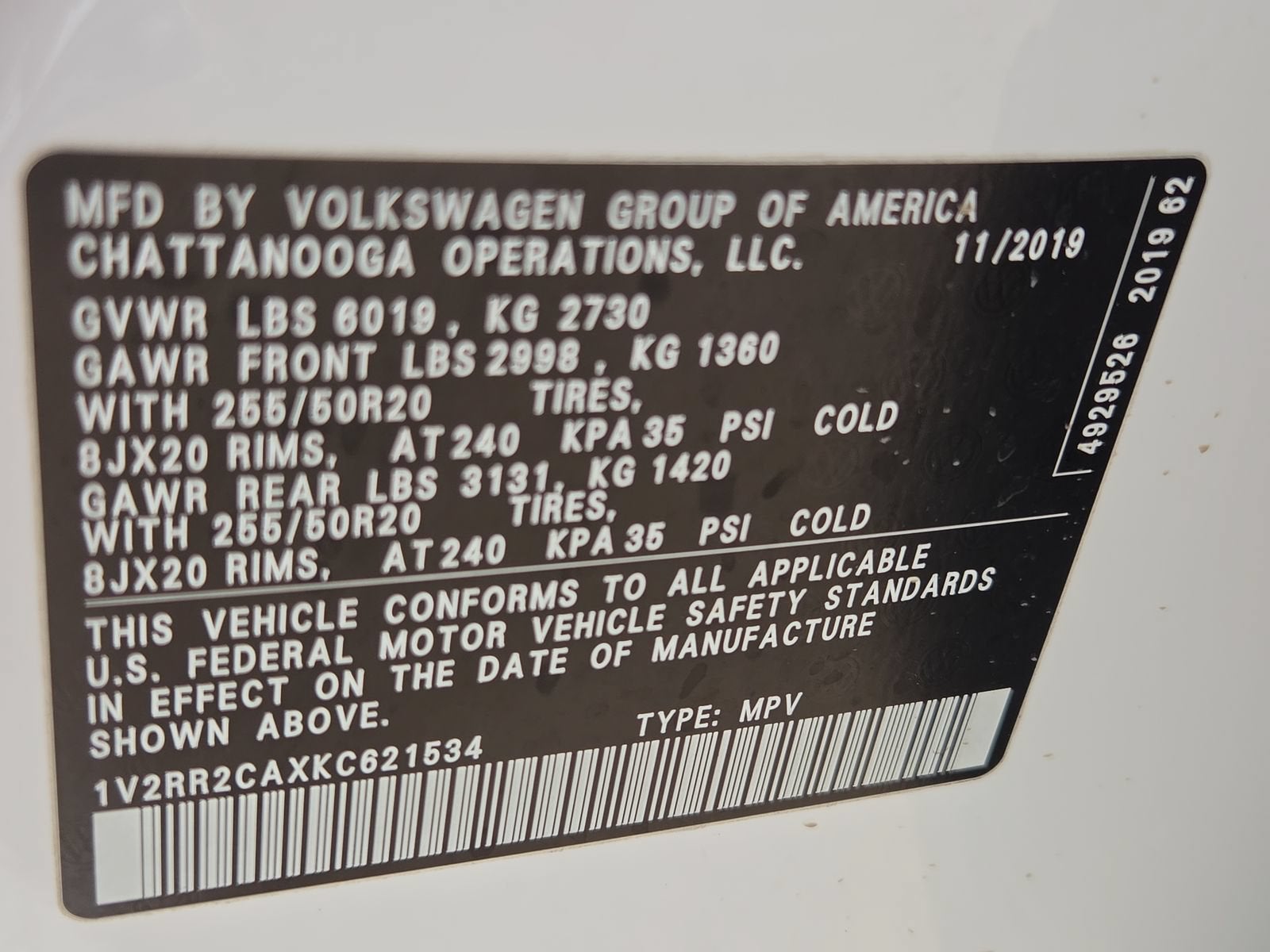 2019 Volkswagen Atlas 3.6L V6 SEL R-Line