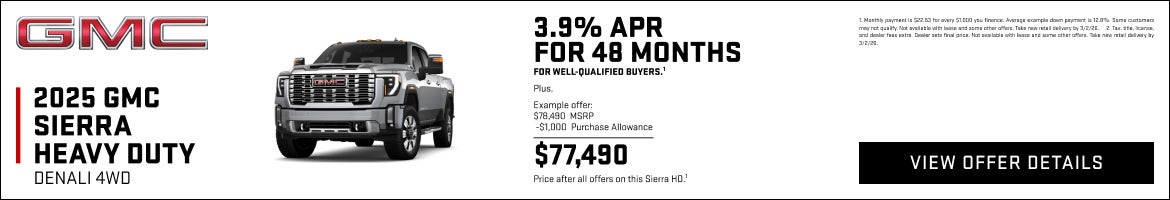 3.9% APR FOR 48 MONTHS for well-qualified buyers.1

Plus,

Example offer:
$76,590 MSRP
$1,000 Pur...
